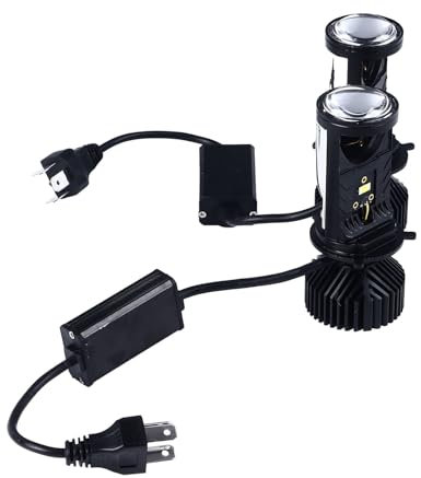 Aramox Lente de Faro Delantero con LED Superbrillante, Bombilla de Haz Alto y bajo H4 de 35W, Lente Ojo de Ahorro de Energía Adecuado para Automóvil