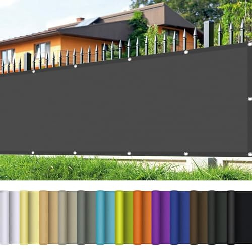 Sichtschutz mit Ösen 180 x 350 cm Rechteckig Markisenstoff Markise Premium PES Polyester Imprägniert für Garten Terrasse Balkon Schwimmbad, Dunkelgrau