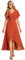 Ever-Pretty Women's A Line V Neck Applique Tea Length Wedding Guest Dress Burnt Orange 20UK