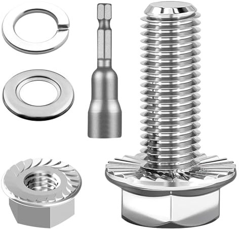 10 Pièces M8 × 25 Filetage Complet Set de Vis à Tête Hexagonale Boulons, Vis à Brides, Boulon Inox, Boulon M8 Set, Rondelles à Ressort & Ecrous, Fermetures de Sécurité (1)