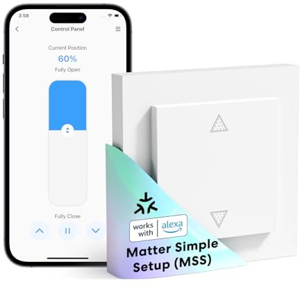 Meross Matte WiFi Roller Shutter Switch Smart (Neutral Cable Required), Compatible with Apple HomeKit, Alexa, Google Home and Home Assistant, Smart Home Roller Shutter Control for Blinds