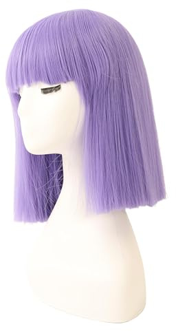 Prettyland Event signore bob frangia dritto parrucca media lunghezza corta liscia resistente al calore parrucca Party carnevale Lilla chiaro C892