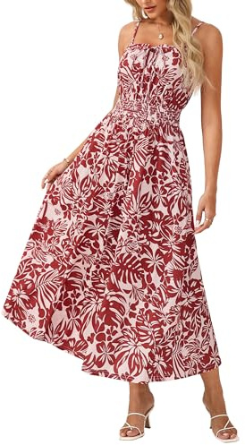 GRACE KARIN Déguisement floral bohème décontracté sans manches avec bretelles spaghetti et poches pour femme
