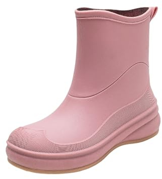 Generiskt vattentäta gummistövletter dam, ankelstövlar dam sommar utan klack, slip on lätta regnskor halkfria regnstövlar slitstarka gummistövlar casual regnstövlar utomhusskor