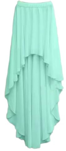 BININBOX, Jupe Femme Chiffon asymétrique Longue (Vert Opaline)