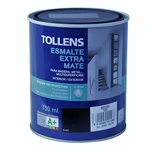 Tollens 8202 Esmalte al Agua Extra Mate, Negro, 750 ml