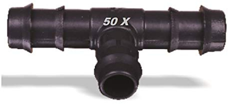 50X 16 mm Dreiwege T-Form für Tropfschlauch (16mm T-Form) T-Stück Schlauchverbinder Bewässerungsschlauch Gartenbewässerung Gartenschlauch