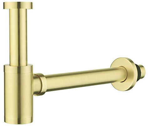 Laiton Siphon de Lavabo, Keymark Universel Syphon Design 1 1/4 x 32mm, Réglable Anti Odeur Dorée, Or Brossé
