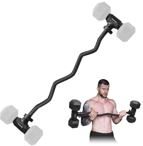 Dumbbell to Barbell Converter, Dumbbell Barbell Converter Bar, Adjustable Weight Bar, Dumbbell Converter for Weightlifting(Straight and EZ Curl)