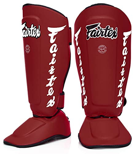 Fairtex SP7 Muay Thai Schienbeinschützer für Herren, Damen, Kinder | aus Syntek-Leder und hochwertig, leicht und langlebig | Abnehmbarer Schienbein- und Fußschutz