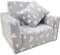 Odolplusz Kindersessel klappbar | Kindersofa Mini-Sessel Kinderstuhl Kuschelsessel | Kindermöbel für Kinderzimmer | (Herzen grau + blau)