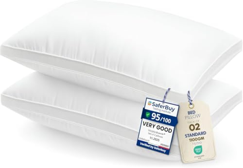 Utopia Bedding Pillows 2 Pack, Standard Bed Pillows, Brushed Fabric, White | 50x75 cm Standard Bed Pillows Soft Brushed Fabric Plush Hollow Fiber Filing Breathable Construction Comfortable Sleep Support