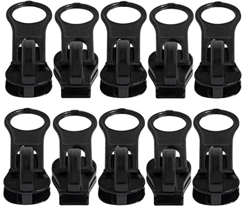 Aerzetix - C62939 - Set di 10 cursori N°5 autobloccanti per Cerniera Lampo con dentini in plastica iniettata o Metallo - Colore Nero - in Metallo - per Giacca Cappotto Gonna Vestito