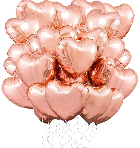 Tayuvira 25 Stück Herz Folienballon Roségold 18 Zoll,Valentinstag Luftballons,Love Hochzeitstag Dekoration,Heliumballon Herzen,folienballon herz für Geburtstag Hochzeit Valentinstag Party