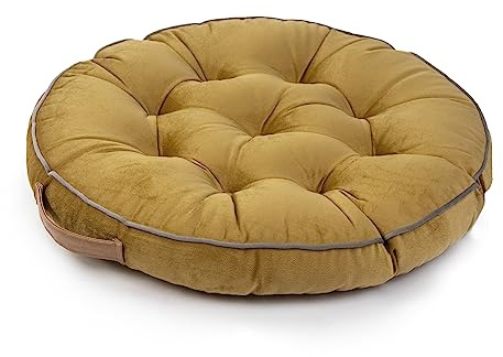 Paco Home Bodenkissen Boden Kissen Sitzkissen versch. Farben Innen Auflage Weich Dekorativ Rund Uni Yoga Meditation, Farbe:Ocker, Größe:58x58x6cm