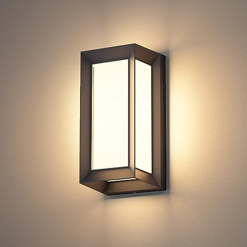 Klighten 20W Applique da Parete LED Esterno Interno, Luci da Parete IP65 Lampade da Parete Moderno per Ingresso Terrazza Giardini, PC + Alluminio, 1080 Lumen, Bianco Caldo 3000K, Nero