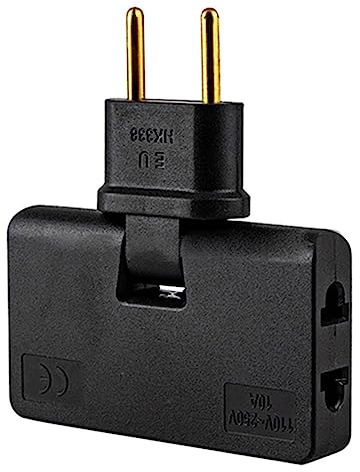 CABLEPELADO Adattatore Multiplo Con Spina Piatta e Presa Da Parete - 3 Uscite, Girevole a 180°, 250 V, 10 A, Nero