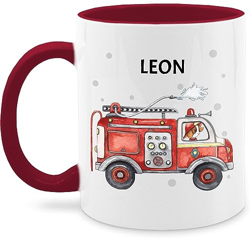 Tasse Tassen 325ml - Feuerwehr Auto I Feuerwehrauto I 112 I Fire Truck I Löschfahrzeug - 325 ml - Bordeauxrot - feuerwehrmann zubehör kinder feuerwehrtasse jugendfeuerwehr feuerwehrautos