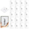 Adhesive Picture Hooks No Nails 6x6cm, 20 pcs Sticky Picture Hanging Hooks Without Nails No Damage Stick On Picture Hangers Nail Free Removable Walls Stickers Strong Adhesive for Art Mirror Home