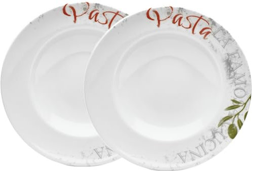 Van Well Juego de platos de pasta de porcelana para elegantes decoraciones de mesa y soluciones de cocina duraderas