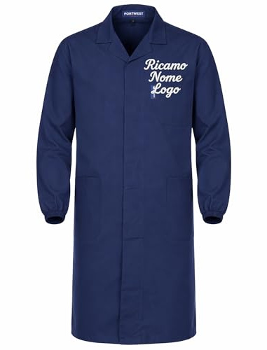 Ristohouse Camice da Lavoro Leggero, Con Tasconi ed Elastico ai Polsi (BLU SCURO, XXL)