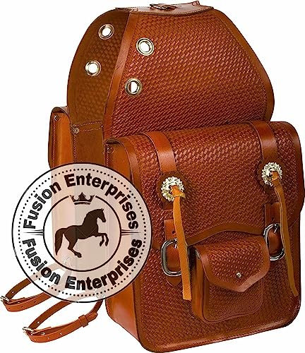 EQUIEMPRESS Western Satteltasche aus Leder für Pferde | Reitspaß, Wanderritt, geeignet für Reiten und Fassrennen | Satteltasche mit verstellbarem Riemen, Größe: 10x10x3 AZ-50