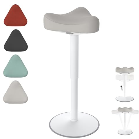 Froadp Taburete de oficina, ergonómico, altura regulable 57-82 cm, antideslizante, para salón, bar, oficina, gris