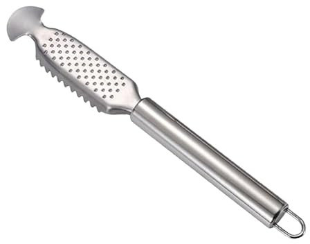 Vroxdrez Écailleur de Poisson en Acier Inoxydable, Manche Antidérapant Confortable, Outil Cuisine Efficace pour Retirer Écailles, Convient Poisson Frais et Congelé