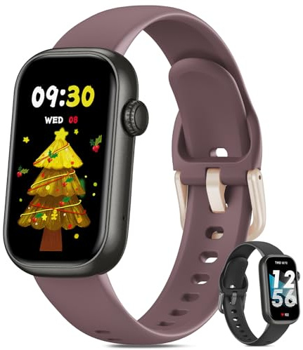 BOALZETD Smartwatch Donna Uomo, 1,47'' Orologio Smartwatch con Chiamate Bluetooth, Cardio SpO2 Sonno Contapassi Fitness Tracker Orologio Digitale Impermeabile IP68 Smartband, Nero/Viola Fumé