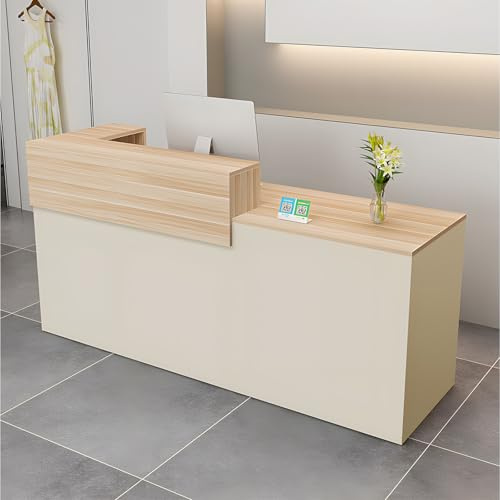 CCUKTFN Bancone Reception Moderno in Legno con Ripiani e Cassetti, 100–180 cm Bancone Negozio, Bancone da Accoglienza per Ufficio, Salone, Negozio, Hotel, Studio Professionale