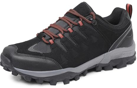 TRAILBLITZ Mens Walking Shoes Hiking Trainers Outdoor Trekking Trail Running Non-Slip Workout Sneakers Lightweight Breathable Durable (6.5 Man,Black)