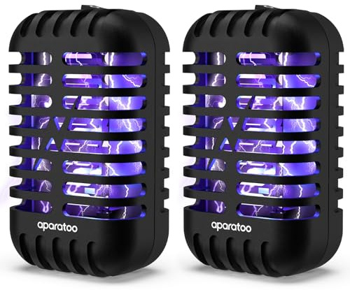 Mata Mosquitos Plug in 2 Packs, Lámpara Antimosquitos Eléctrico con Luz LED, Lampara Antimosquitos Raqueta Matamoscas Electrica Atrapa Moscas Lámpara Insectos para Interior, Cocina, Jardín