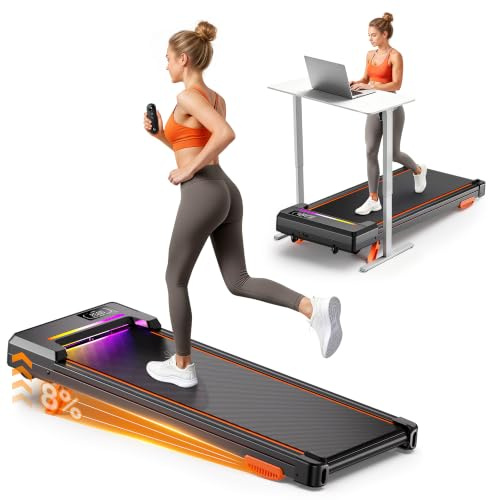 GIDGIMO Tapis de Course Électrique 3 en 1 avec Inclinaison de 8%, Walking Pad de Bureau 1-8 km/h, Moteur Silencieux 500 W, Écran LED, Télécommande, Charge Maximale 135 kg, Maison et Bureau
