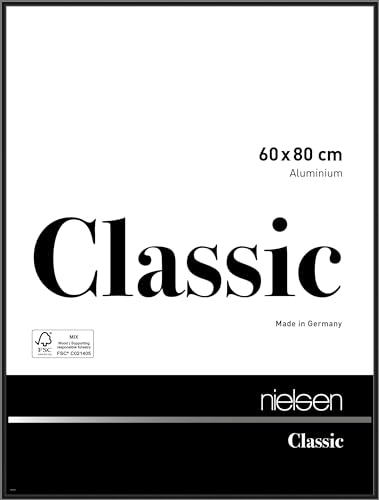 nielsen Classic Aluminium Picture Frame - Polished Black 60x80cm - with Float Glass and Easy Push-Turn Clips