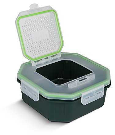 Greys Klip-Lok Flip Top Bait Box 17,5x17,5x7,5cm 2.4pt - Köderbox, Box zum Aufbewahren von Maden, Würmern & Co, Madendose, Madenbox, Angelbox