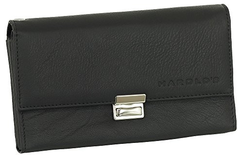 Inexpensive Waiter Taxibörse Kellnergeldbörse black cowhide with 3 Fold-Over and Card Slot Real Leather