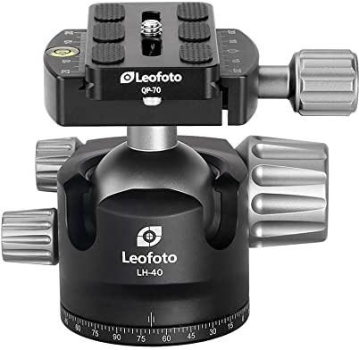 Leofoto - LH-40 Tête de trépied avec Plaque de Libération Rapide QP-70 - Grande capacité de Charge - Léger - Solide et Facile à Utiliser - LH-40+QP-70