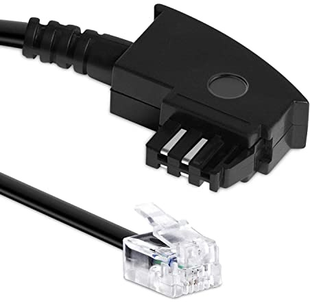 TPFNet Telefonkabel (TAE N kontakt till RJ11-kontakt 2-polig beläggning) svart, 6 m