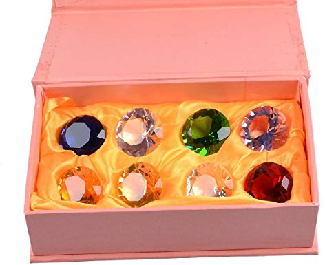 LONGWIN 30mm (1.2 inch) Crystal Diamond Paperweight Pirate Gems Birthstone Table Decorations Christmas Centerpiece Gift Idea Multicolor Gift Packing