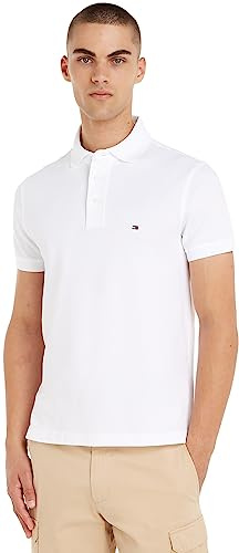 Tommy Hilfiger Men’s Short Sleeve Slim Fit Polo Shirt with Button Placket