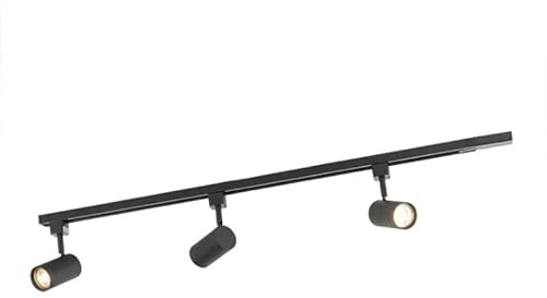 QAZQA - Modern Smartes Schienensystem Komplettset I Spotlight I Deckenspot I Deckenstrahler I Strahler schwarz inkl. 3-flammig Spotbalken WiFi GU10 1-phasig - Iconic Jeana Dimmer I Dimmbar I Wohnzimme
