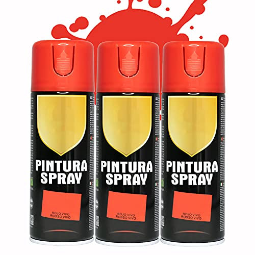 BESCH Pintura Spray 400ml para Metal/Madera/Plástico (Rojo Vivo, 400 ml (Paquete de 3)