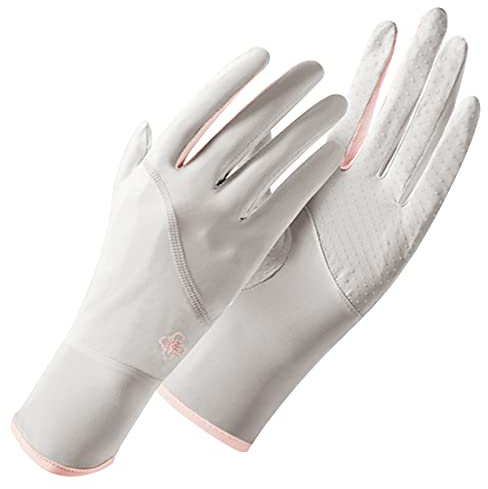 SPYMINNPOO Guantes de Protección Solar, Seda Helada, Transpirables, para Evitar Resbalones, Guantes de Protección UV de Verano para Ciclismo, Equitación, Conducción (Gris)