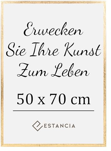 Estancia Cornice Dorata in Legno 50x70 cm con Vetro Plexi Infrangibile | Cornice Moderna 70x50 cm in Legno Color Oro