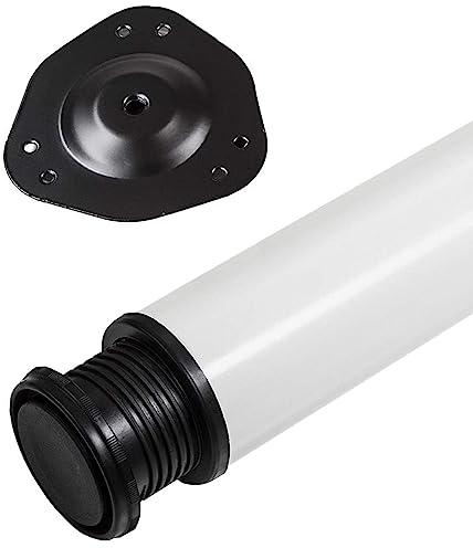 SOTECH 1 Stück Tischbein Höhe 870 mm Ø 76/80 mm Stahl mit weißer Oberfläche belastbar bis 75 kg, Möbelbein mit 32 mm Höhenverstellung Möbelfuß