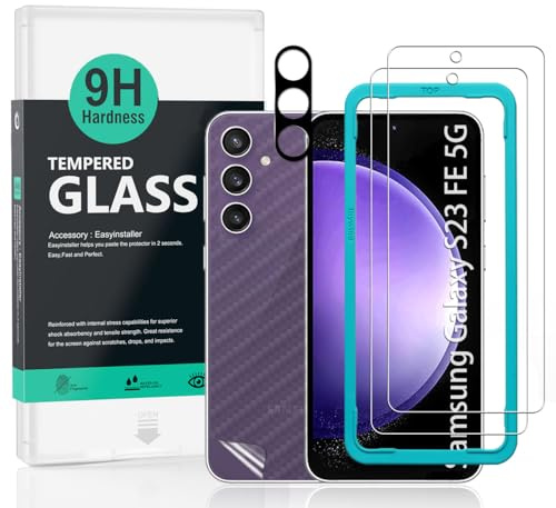 Ibywind Screen Protector For Samsung Galaxy S23 FE 5G 6.4[2 Pack],9H Hardness Tempered Glass,With 1Pc Camera Lens Protector,Easy to Install