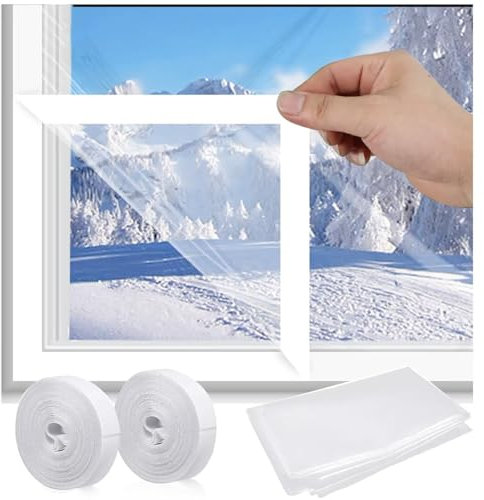 Lámina térmica para Ventanas contra el frío,Cortina Térmica Aislante,Protección Contra el Frío Película de Aislamiento Transparente,Reutilizable Blanco-W55 x H120cm