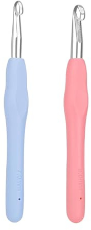 2 agujas de ganchillo, 7 mm, 8 mm, TPR, mango suave, agujas de tejer con mango ergonómico, multicolor para principiantes y manos artriticas