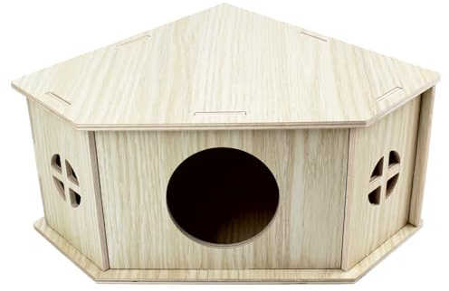 Amonk Triangle Hamster Hideout Wooden Syrian Hamster Toys, 8x8x4in