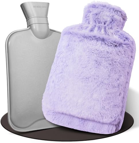 HAOCEE Borse Acqua Calda, 2L Borsa Dell'Acqua Calda Morbida Grande, Borsa Dell'Acqua Calda Con Tasca A Marsupio, Borsa Dell'Acqua Calda Per Scaldamani/Stomaco/Collo (Viola)